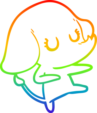 Gökkuşağı gradyan çizgisi bir insan tarafından çizilmiş şirin bir fil çizimi