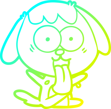 Bir insan tarafından çizilmiş şirin bir çizgi köpeğin soğuk gradyan çizgisi.