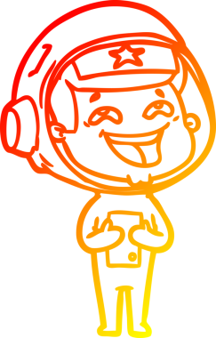 Bir insan tarafından çizilmiş gülen astronotun sıcak çizgi çizimi