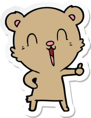 Bir insan tarafından çizilmiş mutlu bir çizgi film ayısının çıkartması.