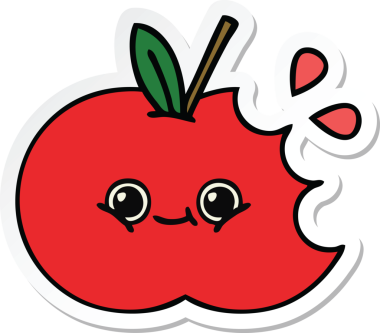 Bir insan tarafından çizilmiş şirin bir elma karikatürü.