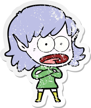 Bir karikatürün sıkıntılı çıkartması bir insan tarafından çizilmiş elf kızı şok etti.