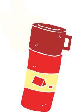 Bir insan tarafından çizilmiş kamp matarasının düz renk çizimi