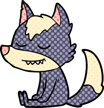 Bir insan tarafından çizilmiş dost canlısı çizgi film kurdu.