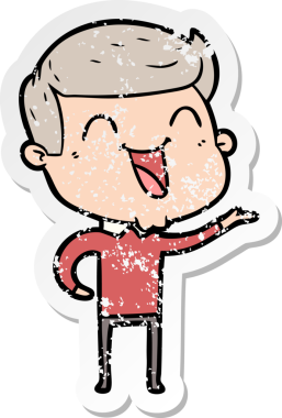 Bir insan tarafından çizilmiş gülen karikatür adamın sıkıntılı çıkartması.