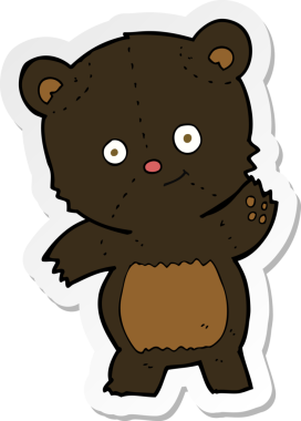 Bir insan tarafından çizilmiş şirin bir siyah ayı karikatürü.