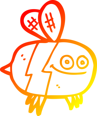 Bir insan tarafından çizilmiş karikatür arısının sıcak çizgi çizimi