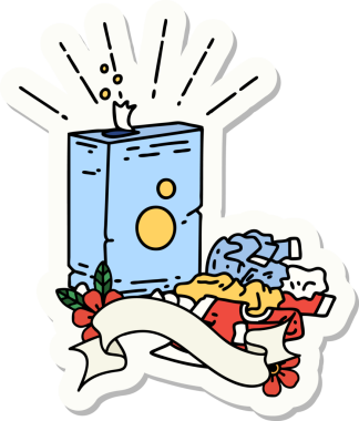 Dövme stili deterjan çıkartması ve bir insan tarafından çizilmiş elbise yığını.