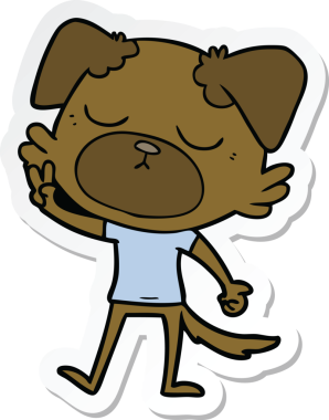 Bir insan tarafından çizilmiş şirin bir köpeğin çıkartması.