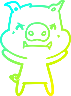 Bir insan tarafından çizilmiş kızgın çizgi film domuzu çizimi.