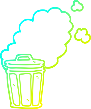 Bir insan tarafından çizilmiş kokuşmuş çöp tenekesinin soğuk gradyan çizgisi.