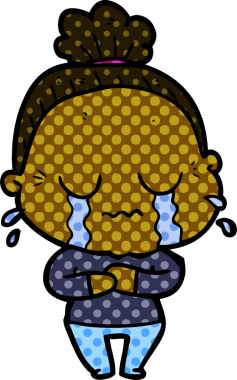 Bir insan tarafından çizilmiş ağlayan yaşlı kadın çizgi filmi.