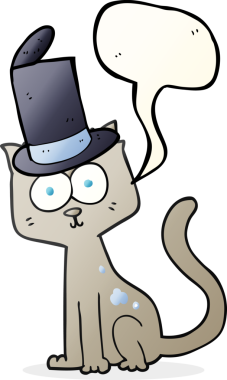 Bir insan tarafından çizilmiş serbest konuşma balonu çizgi film kedisi