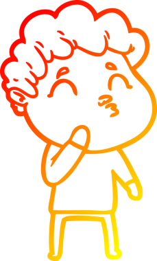 Bir insan tarafından çizilen çizgi film karakterinin sıcak çizgi çizimi