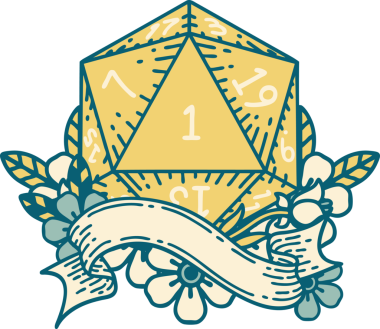 Retro Dövme Biçimi Doğal Bir d20 zar bir insan tarafından çizildi