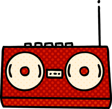 Bir insan tarafından çizilmiş bir müzik setinin çizgi filmi.