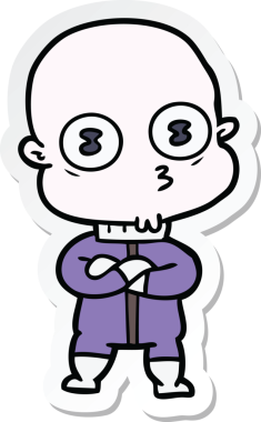 Bir insan tarafından çizilmiş garip kel bir uzay adamının çıkartması.