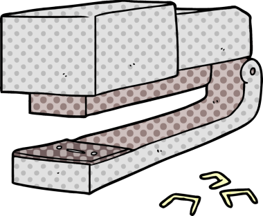 Bir insan tarafından çizilmiş karikatür ofis zımbası