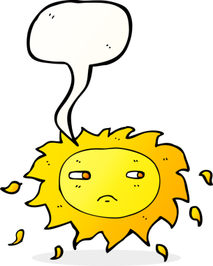 Bir insan tarafından çizilmiş karikatür, hüzünlü güneş.