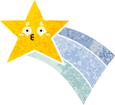 Bir insan tarafından çizilmiş gökkuşağı yıldızının retro çizim tarzı karikatürü