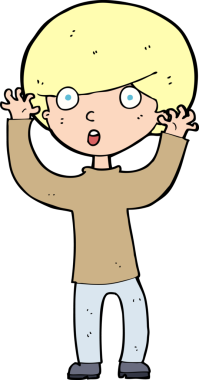 Çizgi film bir insan tarafından çizilmiş ürkmüş çocuk.