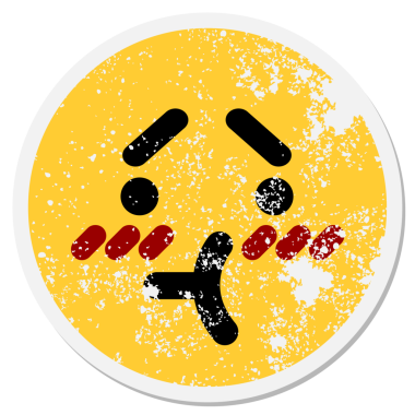 Bir insan tarafından çizilmiş şaşkın yüz dairesel etiketi