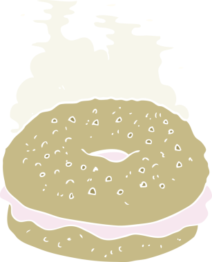 Bir insan tarafından çizilmiş simit düz renk çizimi