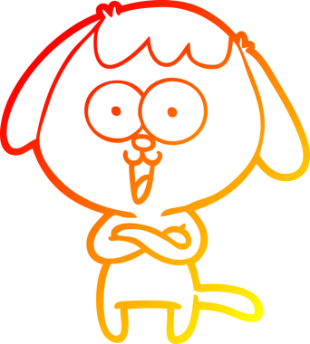 Bir insan tarafından çizilmiş sevimli bir köpeğin sıcak çizgi çizgisi.