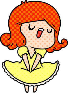 Bir insan tarafından çizilmiş güzel bir kawai kızının çizgi film çizimi.