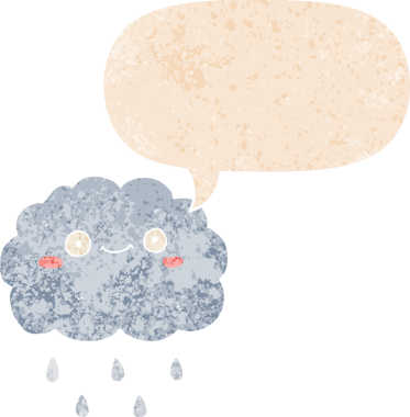 Bir insan tarafından çizilmiş grunge sıkıntılı retro biçiminde konuşma baloncuğu ile sevimli çizgi film bulutu