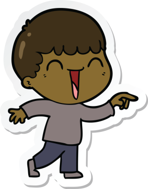 Bir insan tarafından çizilmiş mutlu bir adamın çıkartması.