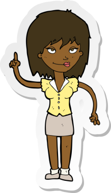 Bir insan tarafından çizilmiş fikri olan bir karikatür kadının çıkartması.