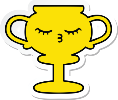 Bir insan tarafından çizilmiş şirin bir karikatür kupasının çıkartması.