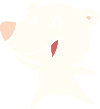 Bir insan tarafından çizilmiş gülen kutup ayısı düz renkli çizgi film.