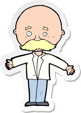 Bir insan tarafından çizilmiş kolları açık kel bir adamın çıkartması.