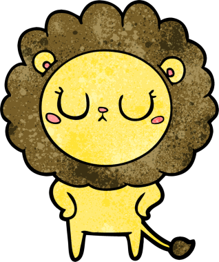 Bir insan tarafından çizilmiş çizgi film aslanı.