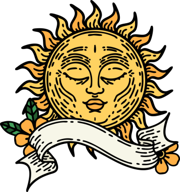 Bir insan tarafından çizilmiş geleneksel güneş dövmesi.