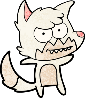 Bir insan tarafından çizilmiş sırıtan tilki çizgi filmi.