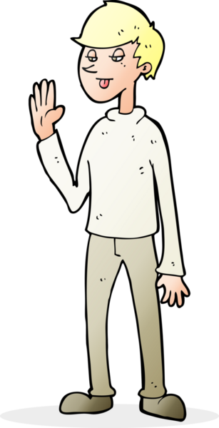 Bir insan tarafından çizilmiş çizgi film el sallayan adam.