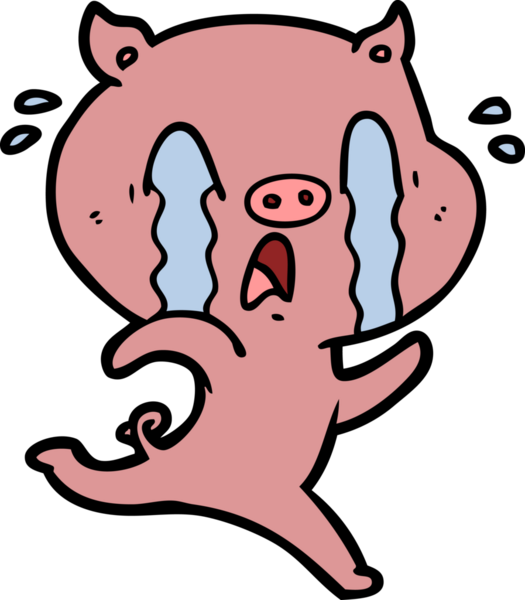 Bir insan tarafından çizilmiş ağlayan domuz çizgi filmi.
