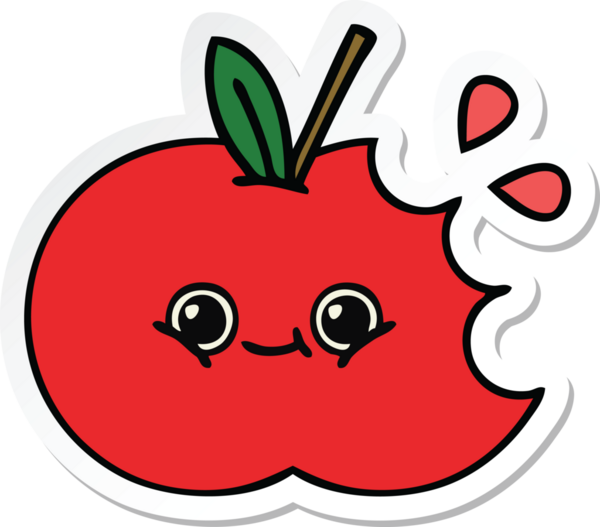 Bir insan tarafından çizilmiş şirin bir elma karikatürü.