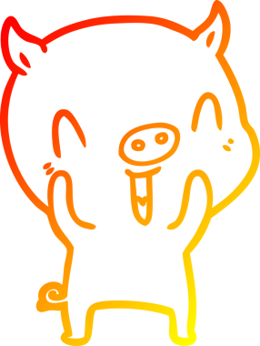 Bir insan tarafından çizilmiş mutlu çizgi film domuzu çizimi.