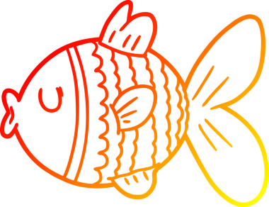 Bir insan tarafından çizilmiş karikatür balığının sıcak çizgi çizimi