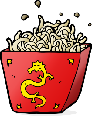 Bir insan tarafından çizilmiş makarna kutusu.