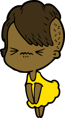 Çizgi film, bir insan tarafından çizilmiş sinirli hippi kız.