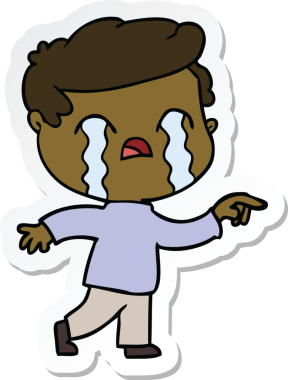 Bir insan tarafından çizilmiş, ağlayan bir çizgi film karakterinin çıkartması.