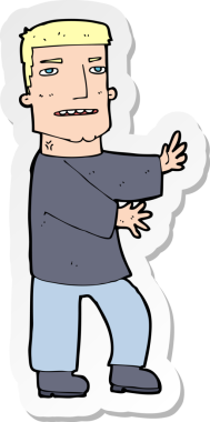 Bir insan tarafından çizilmiş bir karikatür adamın çıkartması.