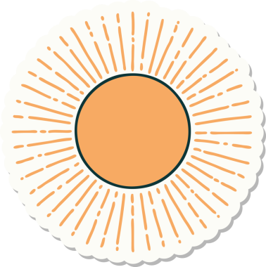 Bir insan tarafından çizilmiş geleneksel güneş şeklinde dövme çıkartması.