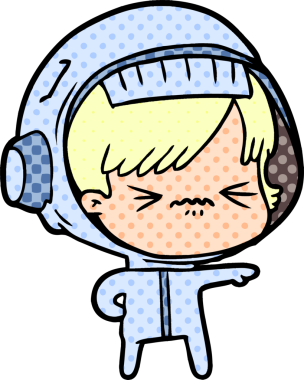 Bir insan tarafından çizilmiş astronot kadın.