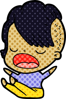 Bir insan tarafından çizilmiş havalı hippi kız çizgi filmi.